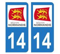 HADEXIA Self-Adhesive Number Plate Stickers for Car Region 14 Calvados Logo Region Normandy