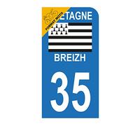 HADEXIA Self-Adhesive Number Plate Stickers for Motorbike Scooter Department 35 Ille-et-Vilaine Brittany Region Breizh Symbol Logo