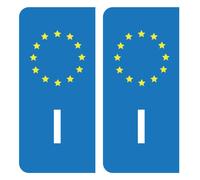 HADEXIA Self-Adhesive Number Plate Stickers I Italy European Union EU Blue