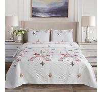 Hadi London 3Pcs Patchwork Quilted Bedspreads with 2 Shams | Reversible Floral Print | Lightweight Quilt Comfort | Fits Double and King Size Beds 220x240cm | 30 Unique Designs (MILAN-105)