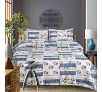 Hadi London 3Pcs Patchwork Quilted Bedspreads with 2 Shams | Reversible Floral Print | Lightweight Quilt Comfort | Fits Double and King Size Beds 220x240cm | 30 Unique Designs (MILAN-127)