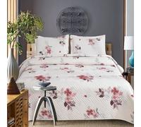 Hadi London 3Pcs Patchwork Quilted Bedspreads with 2 Shams | Reversible Floral Print | Lightweight Quilt Comfort | Fits Double and King Size Beds 220x240cm | 30 Unique Designs (MILAN-129)