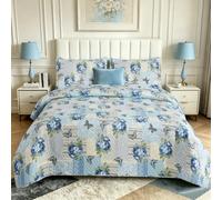 Hadi London 3Pcs Patchwork Quilted Bedspreads with 2 Shams | Reversible Floral Print | Lightweight Quilt Comfort | Fits Double and King Size Beds 220x240cm | 30 Unique Designs