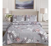 Hadi London 3Pcs Patchwork Quilted Bedspreads with 2 Shams | Reversible Floral Print | Lightweight Quilt Comfort | Fits Double and King Size Beds 220x240cm | 30 Unique Designs (MILAN-117)