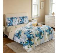 Hadi London 4 PCS 3D Printed Bedding Set with Fitted Sheet Pillowcases Soft Microfiber Duvet Cover Set Luxury Printed Quilt Cover for Single Double King Super King (Butterfly Luxe 3D, SUPER KING)