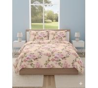 Hadi London 4 Piece Bedding Set Duvet Cover Fitted Sheet with Pillow Cases Soft Brushed Microfibre Printed Complete Bed Sets in Single Double and King Size (Blossom Peach, Double)