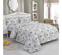 Hadi London 4 Piece Bedding Set Duvet Cover Fitted Sheet with Pillow Cases Soft Brushed Microfibre Printed Complete Bed Sets in Single Double and King Size (MADRID-114-3, Single)