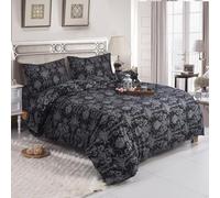 Hadi London 4 Piece Bedding Set Duvet Cover Fitted Sheet with Pillow Cases Soft Brushed Microfibre Printed Complete Bed Sets in Single Double and King Size (MADRID-114-2, King (U.K. Standard))