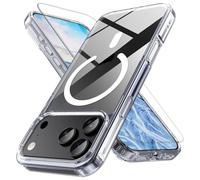Hadi London Clear Magnetic Case for iPhone 17/17 Pro / 17 Pro Max / 17 Air - Slim Shockproof Transparent Cover with Tempered Glass, Anti-Yellow & Compatible (iphone 17 PRO MAX)