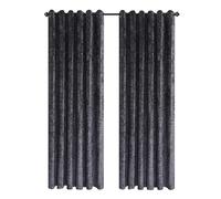 Hadi London Crushed Velvet Curtains for Bedroom Living Room Kitchens A pair of fully lined, beautifully made shades with an eyelet ring top velvet curtains. (CHARCOAL, 90X90)