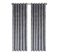 Hadi London Crushed Velvet Curtains for Bedroom Living Room Kitchens A pair of fully lined, beautifully made shades with an eyelet ring top velvet curtains. (SILVER, 66X72)