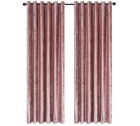 Hadi London Crushed Velvet Curtains for Bedroom Living Room Kitchens A pair of fully lined, beautifully made shades with an eyelet ring top velvet curtains. (BLUSH PINK, 46X90)
