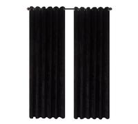 Hadi London Crushed Velvet Curtains for Bedroom Living Room Kitchens A pair of fully lined, beautifully made shades with an eyelet ring top velvet curtains. (BLACK, 46X72)