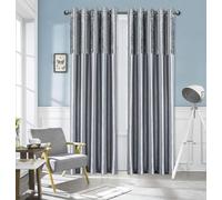 Hadi London Crushed Velvet Faux Silk Curtains - Luxury Eyelet Ring Top Window Drapes, Fully Lined Thermal Light-Filtering Panels for Bedroom & Living Room (SILVER, Wide 90" x Drop 90")