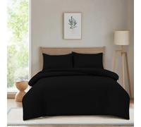 Hadi London Microfibre Duvet Cover Set Single Double King Soft Breathable Brushed Bedding Set Quilt Cover with 2 Matching Pillowcase (Black, Double)
