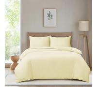 Hadi London Microfibre Duvet Cover Set Single Double King Soft Breathable Brushed Bedding Set Quilt Cover with 2 Matching Pillowcase (Cream, Double)