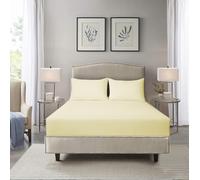 HADI LONDON Microfibre Fitted Sheet Single Double King and Super King - 16 inch (40 cm) Extra Deep Pocket Soft Plain Dyed Brushed Shrinkage and Fade Resistant Bed Sheet (Cream, King)