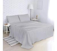 HADI LONDON Polycotton Flat Sheets for Single Double King Size Bed Softest Anti Wrinkle Non-Iron Plain Dyed Top Sheet with 200 Thread Count Ideal for Winter & Summer Bedding (Silver, Double)
