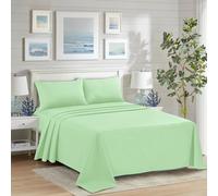 HADI LONDON Polycotton Flat Sheets for Single Double King Size Bed Softest Anti Wrinkle Non-Iron Plain Dyed Top Sheet with 200 Thread Count Ideal for Winter & Summer Bedding (Mint-Green, King)