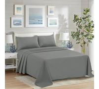 HADI LONDON Polycotton Flat Sheets for Single Double King Size Bed Softest Anti Wrinkle Non-Iron Plain Dyed Top Sheet with 200 Thread Count Ideal for Winter & Summer Bedding (Grey, Single)