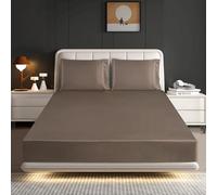 Hadi London Satin Fitted Sheet Set with 2 pillowcases - Extra Deep 40cm Ultra-Soft, Available in Single, Double, King | Luxurious White Bedding and Multiple Colors (MINK, DOUBLE)