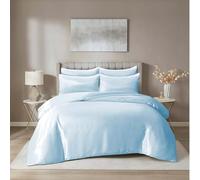 Hadi London Satin Silk 6 Piece Complete Bedding Set with Silky Deep Fitted Sheet Reversible Duvet Cover Comforter & 4 Pillowcases for Single Double King Super King Size Bed (Sky-Blue, Double)