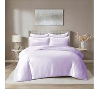 Hadi London Satin Silk 6 Piece Complete Bedding Set with Silky Deep Fitted Sheet Reversible Duvet Cover Comforter & 4 Pillowcases for Single Double King Super King Size Bed (Lilac, Super King)
