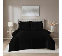 Hadi London Satin Silk 6 Piece Complete Bedding Set with Silky Deep Fitted Sheet Reversible Duvet Cover Comforter & 4 Pillowcases for Single Double King Super King Size Bed (Black, King)