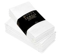 HADI LONDON Set of 12 White Cloth Napkins - Soft Blend, Thick Thread Linen Fabric, Reusable Cotton Napkins (46 cm x 46 cm) - Perfect for Home, Office, Weddings, Parties, Hotels, and Kitchen Table.