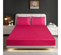 Hadi London Silk Satin Fitted Sheet Set with 2 pillowcases - Extra Deep 40cm Ultra-Soft, Available in Single, Double, King | Luxurious White Bedding and Multiple Colors (FUCHSIA, SINGLE)