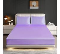Hadi London Silk Satin Fitted Sheet Set with 2 pillowcases - Extra Deep 40cm Ultra-Soft, Available in Single, Double, King | Luxurious White Bedding and Multiple Colors (LILAC, KING)