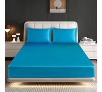 Hadi London Silk Satin Fitted Sheet Set with 2 pillowcases - Extra Deep 40cm Ultra-Soft, Available in Single, Double, King | Luxurious White Bedding and Multiple Colors (TEAL, KING)