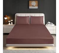Hadi London Silk Satin Fitted Sheet Set with 2 pillowcases - Extra Deep 40cm Ultra-Soft, Available in Single, Double, King | Luxurious White Bedding and Multiple Colors (BLUSH-PINK, DOUBLE)