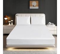 Hadi London Silk Satin Fitted Sheet Set with 2 pillowcases - Extra Deep 40cm Ultra-Soft, Available in Single, Double, King | Luxurious White Bedding and Multiple Colors (WHITE, DOUBLE)
