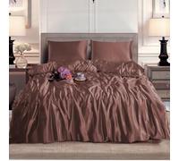 Hadi London Slik Satin Duvet Cover Sets - Luxurious Bedding with Zip Fastening - Soft and Breathable Quilt Cover with 2 Pillowcases - Available in Single, Double, and King Sizes (BLUSH-PINK, SINGLE)
