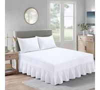 HADI LONDON Valance Fitted Sheet -Deep Pocket, Breathable Soft & Wrinkle-Free Fitted Bed Skirt with Pleated Design - Polycotton, Easy Fit valance sheet for Single Double King Beds (WHITE, Double)