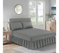 HADI LONDON Valance Fitted Sheet -Deep Pocket, Breathable Soft & Wrinkle-Free Fitted Bed Skirt with Pleated Design - Polycotton, Easy Fit valance sheet for Single Double King Beds (GREY, Double)
