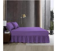 HADI LONDON Valance Fitted Sheet -Deep Pocket, Breathable Soft & Wrinkle-Free Fitted Bed Skirt with Pleated Design - Polycotton, Easy Fit valance sheet for Single Double King Beds (PURPLE, Single)
