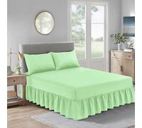 HADI LONDON Valance Fitted Sheet -Deep Pocket, Breathable Soft & Wrinkle-Free Fitted Bed Skirt with Pleated Design - Polycotton, Easy Fit valance sheet for Single Double King Beds (MINT GREEN, Double)