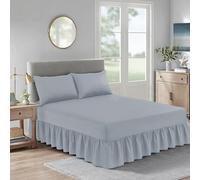 HADI LONDON Valance Fitted Sheet -Deep Pocket, Breathable Soft & Wrinkle-Free Fitted Bed Skirt with Pleated Design - Polycotton, Easy Fit valance sheet for Single Double King Beds (SILVER, Single)