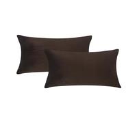 HADI LONDON Velvet Cushion Covers Set of 2 Chocolate Rectangle Cushions Cover for Sofa Bedroom Living Room with Invisible Zipper Fit Up to 30 x 51 cm OR 12x20 inch inner