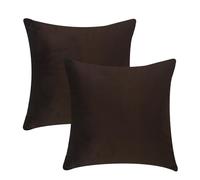 HADI LONDON Velvet Cushion Covers Set of 2 Chocolate Square Cushions Cover for Sofa Bedroom Living Room with Invisible Zipper Fit Up to 45 x 45 cm OR 18x18 inch inner