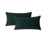HADI LONDON Velvet Cushion Covers Set of 2 Green Rectangle Cushions Cover for Sofa Bedroom Living Room with Invisible Zipper Fit Up to 30 x 51 cm OR 12x20 inch inner