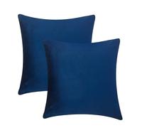 Hadi London Velvet Cushion Covers Set of 2 Navy Blue Square Cushions Cover for Sofa Bedroom Living Room with Invisible Zipper Fit Up to 45 x 45 cm OR 18x18 inch inner
