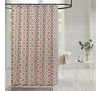 Hadi London Waterproof Shower Curtain with Hooks - 180x180cm | 16 Colors | Fabric & Plastic Variants | Durable, Quick-Dry & Mold-Resistant | Elegant Bathroom Decor (DIAMOND-BROWN)
