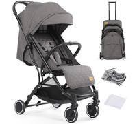 Hadibio Baby Pushchair with Adjustable Seat, Foldable Stroller with Rain Cover and Mosquito Net, Compact Stroller for Baby from Birth to 15kg(Dark Grey)