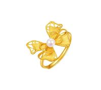hadico Cute Bow Rings For Women Mother Of Pearl Gold Plated Filament Adjustable Statement Finger Rings For Women Birthday Holiday Party Gifts, Metal, No Gemstone
