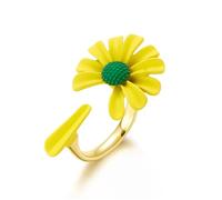 hadico Cute Rings For Women Adjustable Daisy Flower Anxiety Fidget Ring Birth Flower Two Tone Rings For Women Festival Holiday Daily Accessory, Metal, No Gemstone