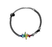 hadico Heartbeat Rainbow Bracelet For Men Women Pride Accessories Lifeline Heart Hope Hand Chain Cool Necklace For Men Women Party Christmas Birthday Gifts, Adjustable, Copper, no gemstone