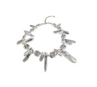 hadico Irregular Clear Quartz Crystal Necklace For Women Natural Heteroideus Quartz Adjustable Beaded Clear Chain Fashion For Party Wedding Christmas Gift, Copper, No Gemstone